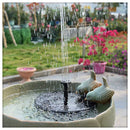 Close-up of solar panel on eco-friendly bird bath fountain showing photovoltaic cells