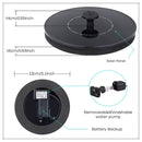 Solar-powered floating fountain for bird baths with instant start technology