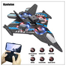 Red RC fighter plane with camera flying outdoors - Toktoking smart drone toy for kids 14+