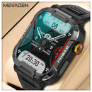 Mevaden Titan smartwatch front view with 1.85 inch HD display showing fitness stats