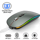 Silent wireless mouse with RGB backlight on white background