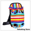 Multi-color cat carrier backpack with rainbow design breathable mesh for cats