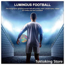 Reflective soccer ball size 5 for night training on professional stadium field with purple Glimbo mascot player