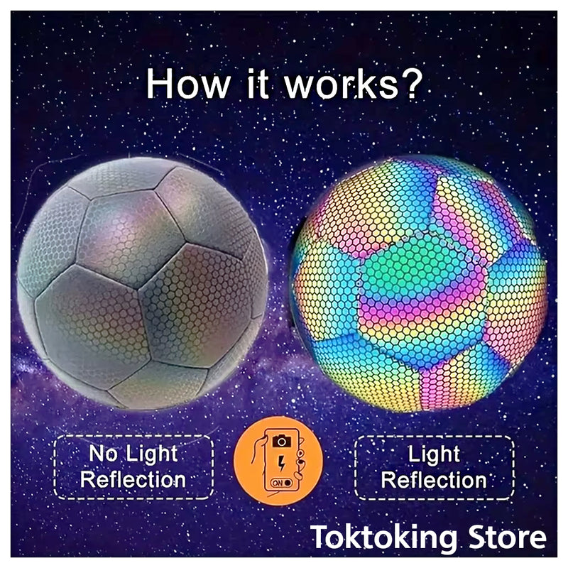 Reflective Glow Soccer Ball - Night Training | Toktoking