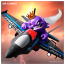 King Amoeba Mutant in aerial combat with red RC fighter plane stormy sky - action packed kids toy scene