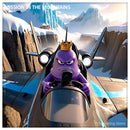 King Amoeba Mutant flying blue RC plane through snowy mountains - extreme adventure kids drone toy