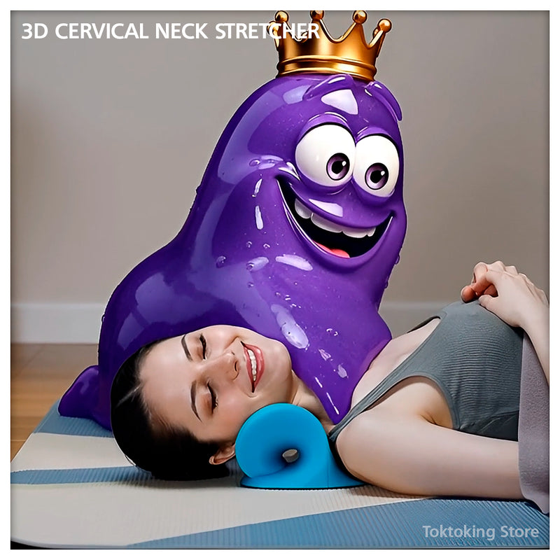 A young woman lying down using a 3D Cervical Stretcher under her neck while Amoeba massages her neck