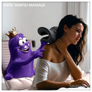 A young woman with neck pain is sitting in front of a laptop, and Amoeba recommends the 3D Cervical Stretcher for relief while working from home