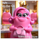 Glimba Queen storing cordless straightener in handbag at shopping mall bathroom - Style on-the-go with portable beauty tools