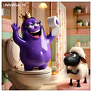 King Amoeba Mutant singing with sheep toilet paper holder in vintage retro bathroom - playful TKT scene