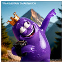 Titan Military Smartwatch outdoor adventure scene with rugged terrain and mountain backdrop