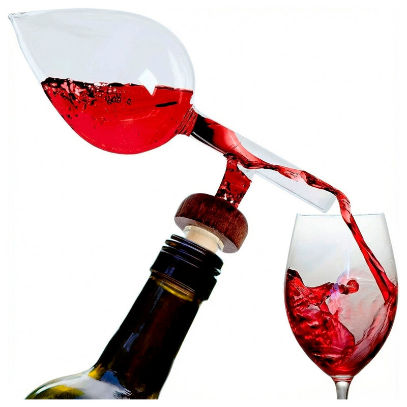 Instant wine aerator spout pouring red wine into glass – Royal Pour by Toktoking