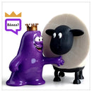 Glimby the green mascot presenting the Woolly Buddy sheep bathroom organizer