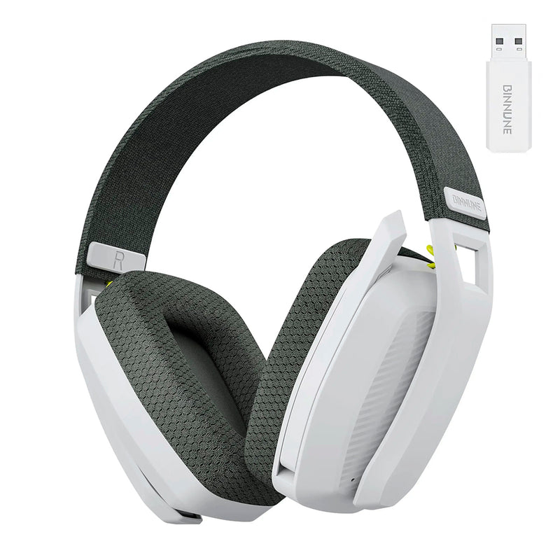Binnune BW06 Wireless Gaming Headset in White — Ultra-Low Latency 2.4GHz — Toktoking