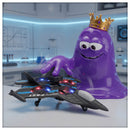 Glimbo King holding the Sky Command Stealth Fighter RC Plane