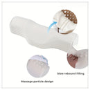 Cervical pillow massage demo — memory foam contour actively decompresses neck muscles