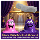 Glimbo King and Glimba Queen presenting the Royal Alignment cervical pillow — premium wellness gift