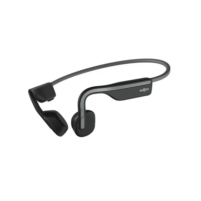 OpenMove S661 bone conduction headphones in Grey — lifestyle demo shot for Peak Performance collection