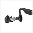 OpenMove S661 bone conduction technology detail — dual beamforming mic and titanium band close-up